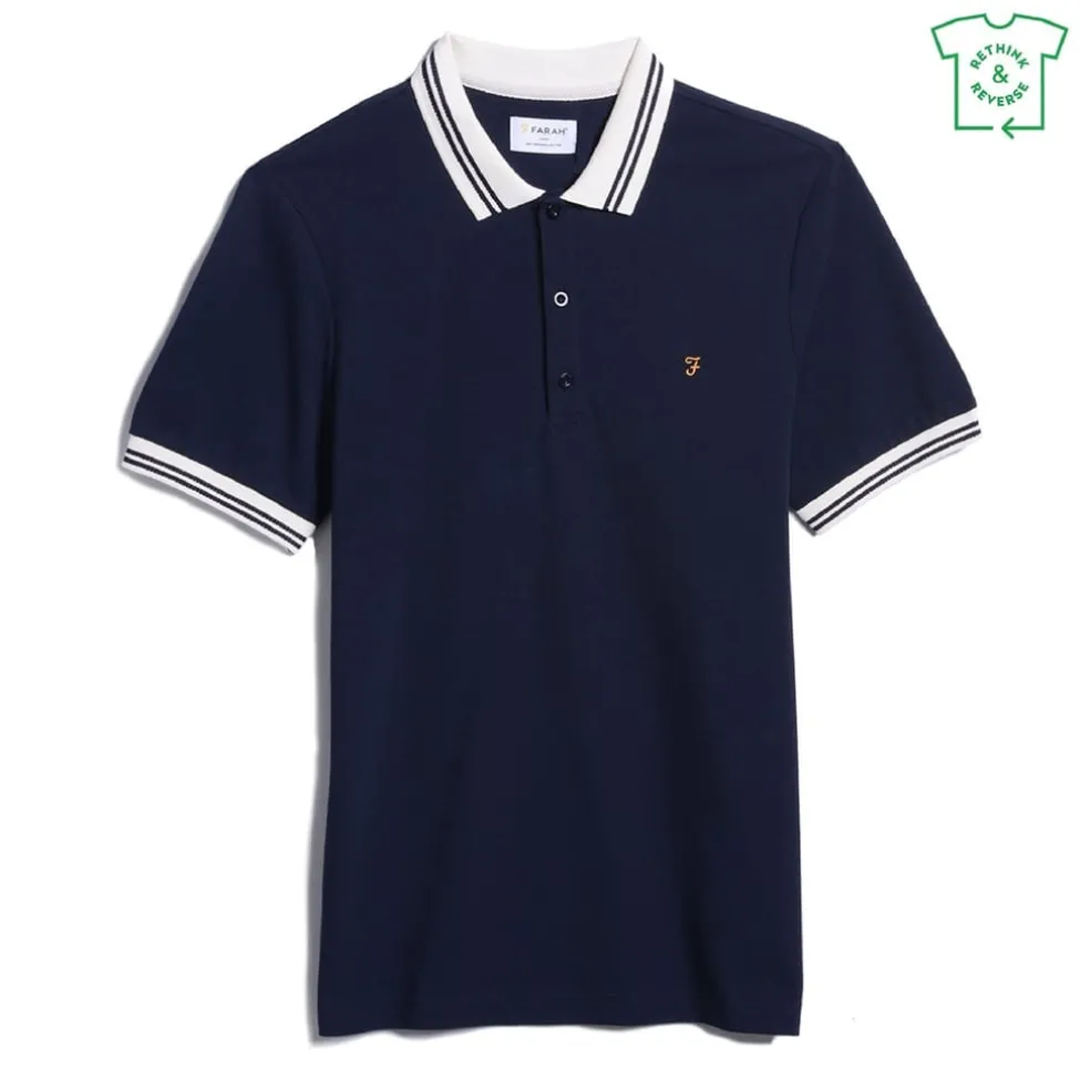 Farah Short Sleeve Regular Fit Polo Shirt in Blue
