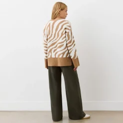 Finery Tulle Crew Neck Relaxed Fit Sweater in Beige