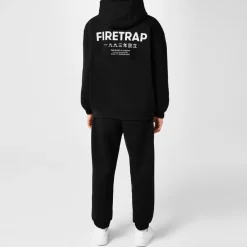 Firetrap Hooded Relaxed Fit Long Sleeve Sweatshirt in Black