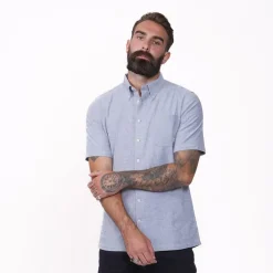 Firetrap Mens Classic Oxford Short Sleeve Shirt in Blue