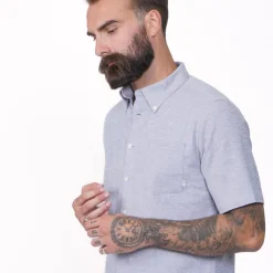 Firetrap Mens Classic Oxford Short Sleeve Shirt in Blue