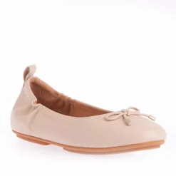 Fit Flop Allegro Bow Leather Ballerina Pumps in Stone