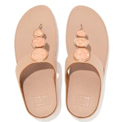 Fit Flop Halo Shimmer Toe-Post Sandals in Beige