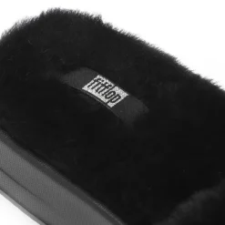 Fit Flop iQushion Shearling Slides in Black