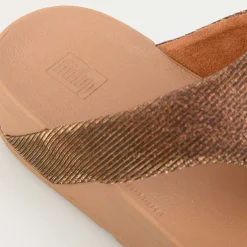 Fit Flop Lottie Glitzy Toe Thong Sandals in Bronze