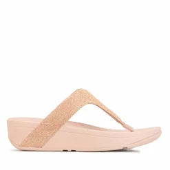 Fit Flop Lottie Glitzy Toe Thong Sandals in Rose Gold