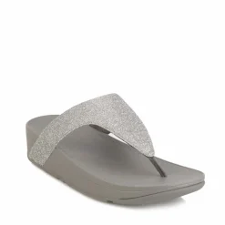 Fit Flop Lottie Glitzy Toe Thong Sandals in Gunmetal