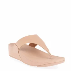 Fit Flop Lulu Shimmer Toe-Post Sandals in Beige