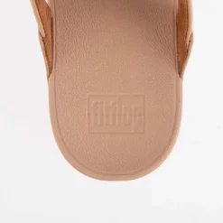 Fit Flop Lulu Shimmer Toe-Post Sandals in Beige