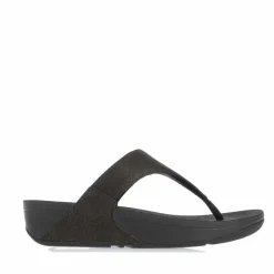 Fit Flop Lulu Shimmer Toe-Post Sandals in Black