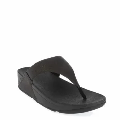 Fit Flop Lulu Shimmer Toe-Post Sandals in Black
