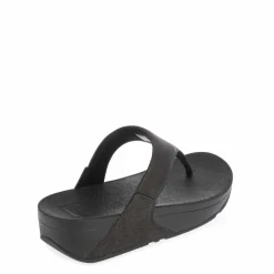 Fit Flop Lulu Shimmer Toe-Post Sandals in Black