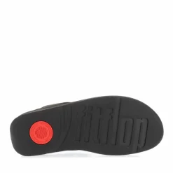 Fit Flop Lulu Shimmer Toe-Post Sandals in Black