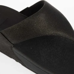 Fit Flop Lulu Shimmer Toe-Post Sandals in Black
