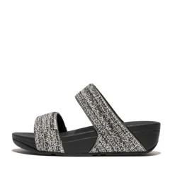 Fit Flop Lulu Shimmerweave Sliders in Black