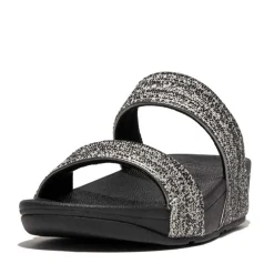 Fit Flop Lulu Shimmerweave Sliders in Black