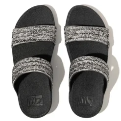Fit Flop Lulu Shimmerweave Sliders in Black