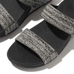 Fit Flop Lulu Shimmerweave Sliders in Black