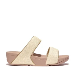 Fit Flop Lulu Shimmerweave Sliders in Stone