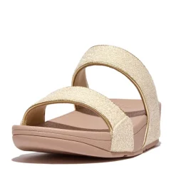 Fit Flop Lulu Shimmerweave Sliders in Stone