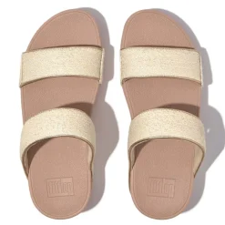 Fit Flop Lulu Shimmerweave Sliders in Stone