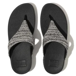 Fit Flop Lulu Shimmerweave Toe-Post Sandals in Black