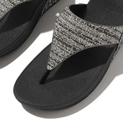Fit Flop Lulu Shimmerweave Toe-Post Sandals in Black
