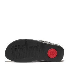 Fit Flop Lulu Shimmerweave Toe-Post Sandals in Black