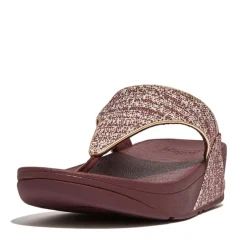 Fit Flop Lulu Shimmerweave Toe-Post Sandals in Brown