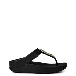 Fit Flop Thong Low Heel Wedge Flip Flops in Black
