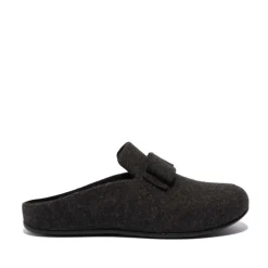 Fit Flop Womens Chrissie II Haus e01 Bow Felt Slippers in Black