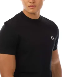 Fred Perry Abstract Soundwave Graphic T-Shirt in Black