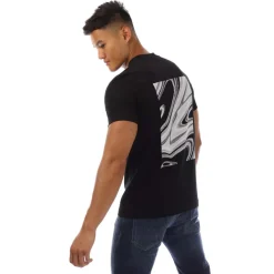 Fred Perry Abstract Soundwave Graphic T-Shirt in Black