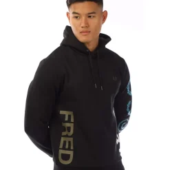Fred Perry Graphic Branding Hoodie in Black