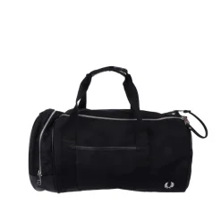 Fred Perry Graphic Print Barrel Bag in Black