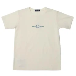 Fred Perry Juniors Embroidered T-Shirt in Ecru