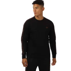 Fred Perry Long Sleeve Laurel Taped T-Shirt in Black
