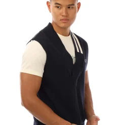 Fred Perry V-Neck Broken Tipped Tank Top in Navy