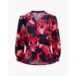 French Connection Chiara V-Neck Regular Fit Blouse in Pink