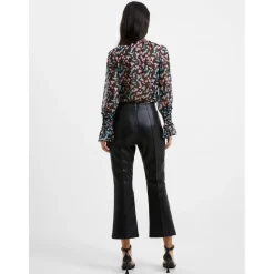 French Connection Claudia Slim Fit PU Trousers in Black