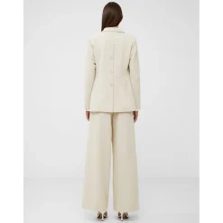 French Connection Everly Long Regular Fit Blazer Jacket in Cream