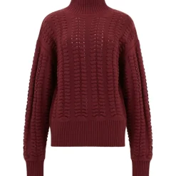 French Connection High Neck Relaxed Fit Sweater in Red