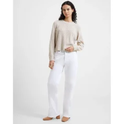 French Connection Jolee Pearl Crew Neck Relaxed Fit Sweater in Cream