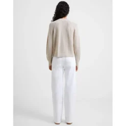 French Connection Jolee Pearl Crew Neck Relaxed Fit Sweater in Cream