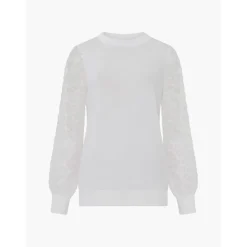 French Connection Luvvy Crew Neck Regular Fit Sweater in White