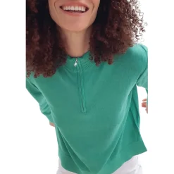 French Connection Recycled Half Zip Jumper in Green