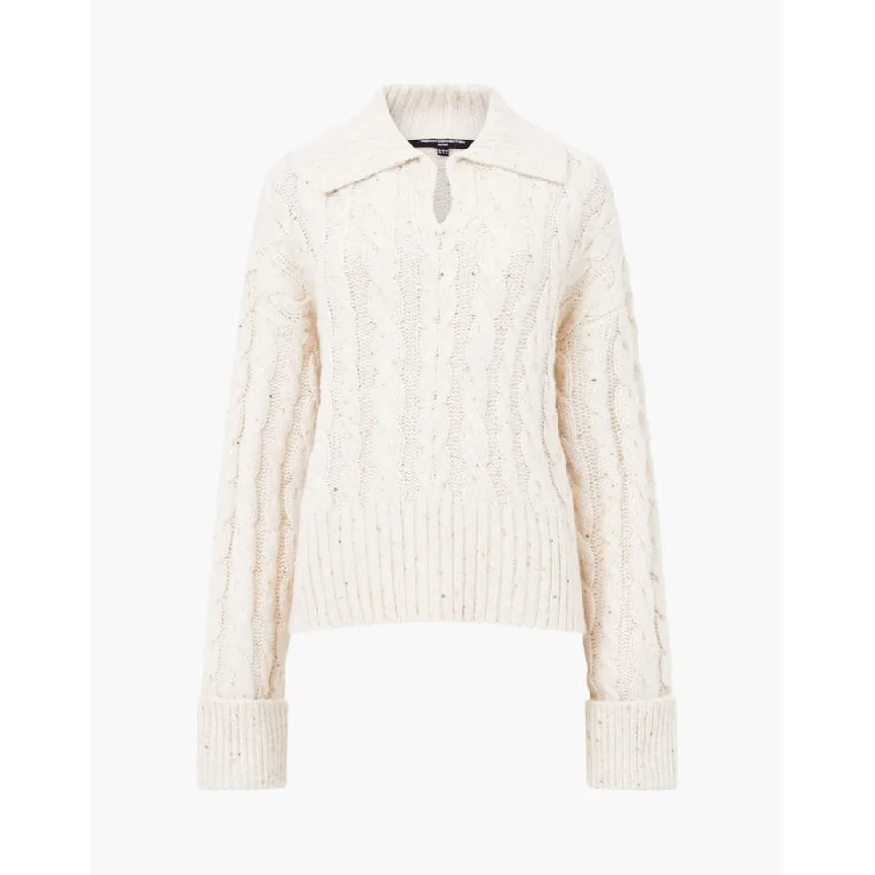 French Connection Regular Fit Long Sleeve Kyla Sweater in White