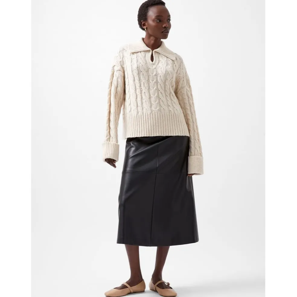 French Connection Regular Fit Long Sleeve Kyla Sweater in White