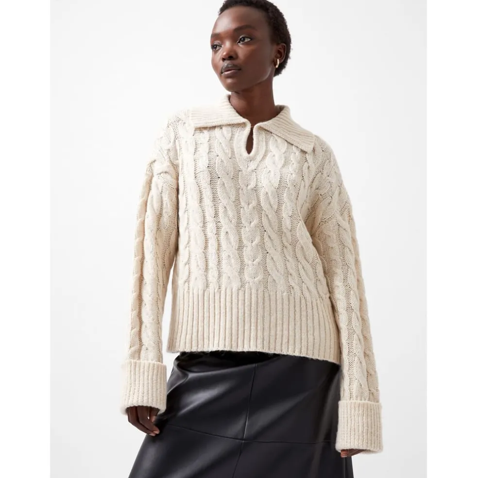 French Connection Regular Fit Long Sleeve Kyla Sweater in White