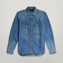 G Star Dakota Regular Fit Long Sleeve Shirt in Blue
